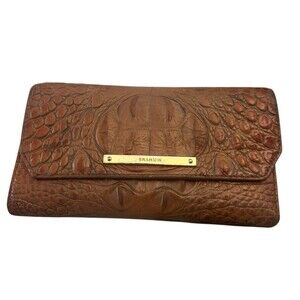 BRAHMIN Pecan Melbourne Ady Snap Wallet Zipper Bavk Pocket Removable ID Holder